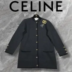 CELINE セリーヌ ロングカーディガン 金ボタン マカダム刺繍 ウール Lのサムネイル