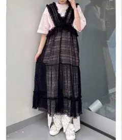 merryJennyチュールフリルレイヤードワンピース Black