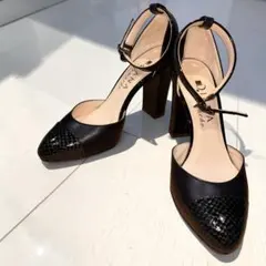 DIANA Romache パンプス 22 黒 本革 アンクルストラップ 日本製のサムネイル