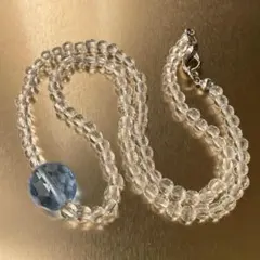 透明ビーズネックレス　シルバー色金具　シンプル　ハンドメイド