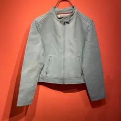 CHILD WOMAN レザージャケット 本革　ライダース　グリーン　YF132のサムネイル