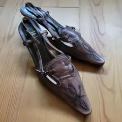 ☆美品　RABOKIGOSHI WORKS パンプス　サンダル 茶　24のサムネイル