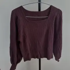 【最終価格】パープル ケーブルニット クロップドセーター