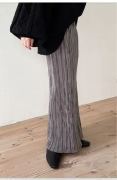 wee9s ウィークス スーパーストレッチプリーツスカートグレー