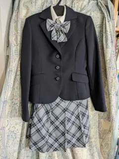 ネイビー ブレザー チェック柄スカート セット