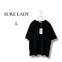 SURE LADY レナウン 半袖 カットソー L ブラック 日本製 シンプルのサムネイル