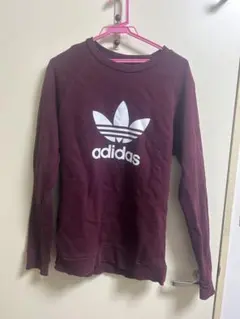 adidas トレフォイルロゴ スウェット バーガンディ 古着