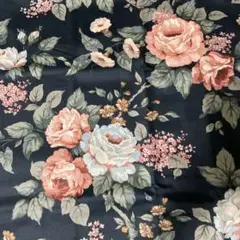 イギリスカーテン生地バラ柄ネイビーW140×130cm