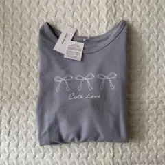 新品未使用　リボンイラスト長袖Tシャツ 薄手トレーナー　サイズ160 ブルー