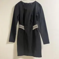 中古品 ZARA ザラ ビジューワンピース 黒 XS