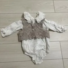 tete a tete ベスト付きガーゼロンパース 80