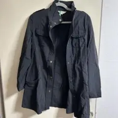 ミリタリースタイル 黒 長袖シャツ