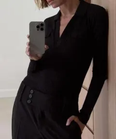 ZARA リブ編みポロネック