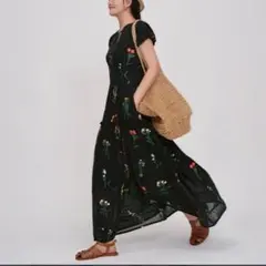 GRACE CONTINENTAL ドビー刺繍ロングワンピース ブラック 36 - メルカリ