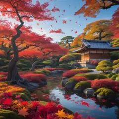 日本庭園風　秋の風景No.4　オリジナルデジタルアート
