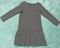 グレー 長袖 ひざ丈ワンピース M