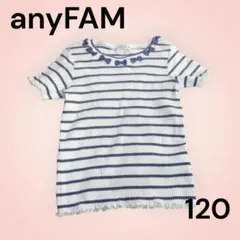 anyFAM リブ編み　トップス　Tシャツ　ボーダー　リボン　カットソー