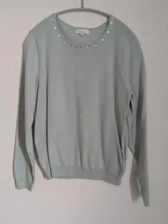 earth music&ecology　パール付き長袖トップス　緑