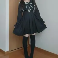 ドーリーリボンプリーツOP　ブラック