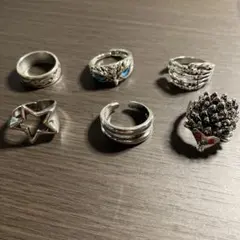 メンズ リング 6点セット シルバーカラーのサムネイル