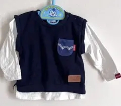 EDWIN キッズ 重ね着風 長袖Tシャツ ネイビー 90cmのサムネイル