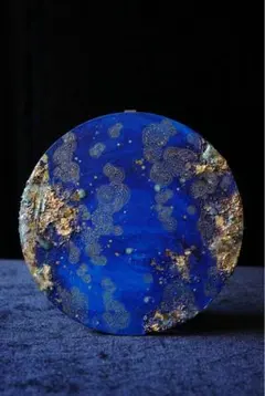 丸型原画「星月夜」アート/新品/青系/インテリア/絵画