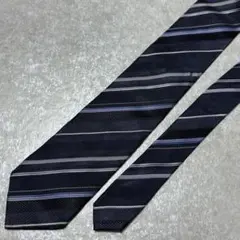 TAKEO KIKUCHI タケオキクチ ネクタイ ストライプ ネイビー シルク