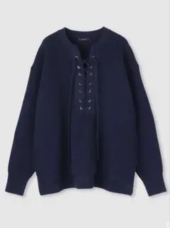 新品未使用タグ付き】CREDONA LACE UP BLOUSE ネイビー - メルカリ