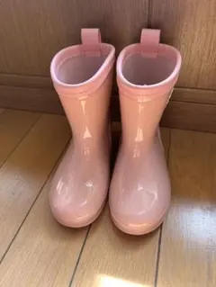 Moimolnピンク 光沢 長靴 持ち手付き