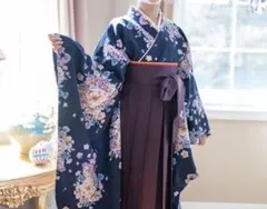 黒着物×えんじ袴セット 卒業式 袴 簡単着付け キャサリンコテージ