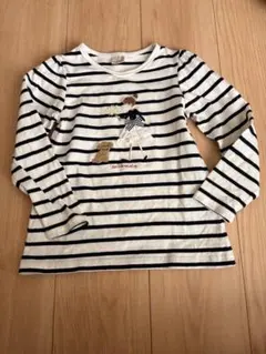 petit main ストライプ刺繍　長袖　ロンT 110