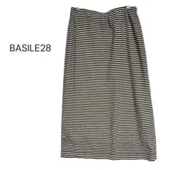 BASILE28 ボーダー柄タイトスカート　ウエストゴム　L相当　カジュアルのサムネイル