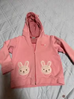 MIKI HOUSE ピンク ウサギ刺繍 パーカー90センチ