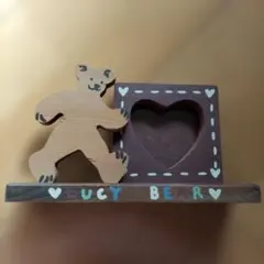 クマの形状の木製フォトフレーム