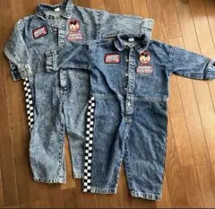 ミッキーマウス デニムオーバーオール 兄弟姉妹おそろいコーデ　セット