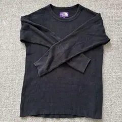 美品 ノースフェイス パープル NT3960N クルーネックサーマル 黒 M