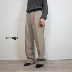 古着 1タックスラックスパンツ ベージュ クリーム ワイド /O285