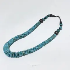 ナバホ族 Sterling刻印有 ターコイズビーズネックレス スターリング925