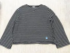 ORCIVALボーダーTシャツ Vネック １FREE SIZEブラック黒