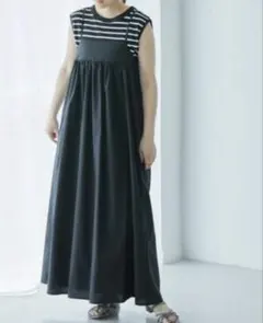 ブラック キャミワンピース ロング丈