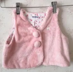 ☆ミキハウス ベビー ファー ベスト M-5 ピンク 70-85☆