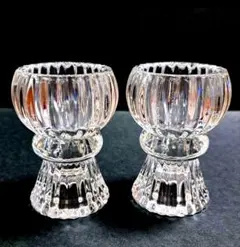 ２個 上下使う ガラス 置物 キャンドルホルダー　キャンドルスタンド　キャンドル