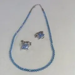 ライトブルー クリスタル ネックレスとイヤリングセット