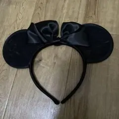 ディズニー ミニーマウス 黒 ブラック カチューシャ レース リボン