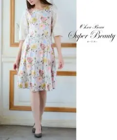 Super Beauty★フラワープリントレースコンビワンピース