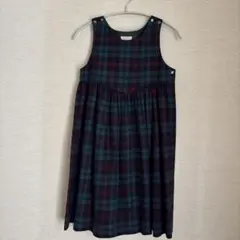 ローラアシュレイ　9-10歳 ノースリーブドレス グリーン系チェック柄
