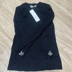 Super beauty ブラック パール装飾 長袖ニットセーター 36