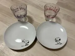 【未使用】非売品スヌーピー 皿とグラスセット