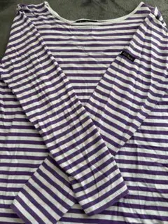 Le Minor 紫と白のストライプ長袖Tシャツ