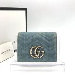 正規品　美品　グッチ財布　グッチggマーモント グッチデニム　グッチレザー